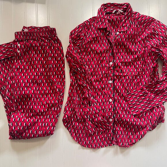 Victoria’s Secret Women's XS PJ Set Red Flannel Penguin Print Button Front T7 - Picture 1 of 9
